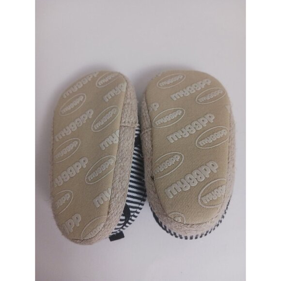 ddBBRw Black Striped Beige Slip-On Infant Girl Shoe Size 12-18mths - Picture 6 of 9